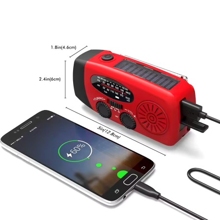 Noodradio met zaklamp en 2000 mAh powerbank